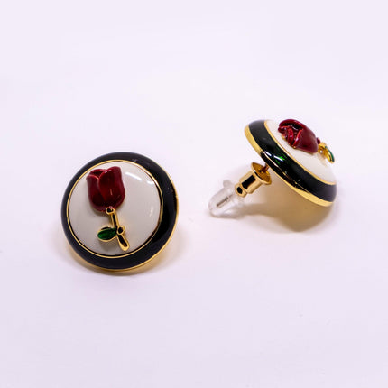 Vintage Rose Flower Stud Earrings for Women Elegant Floral Earrings Jewelry Gift