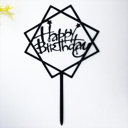 Elegant Acrylic Happy Birthday Cake Topper Decoration Card for Party Supplies