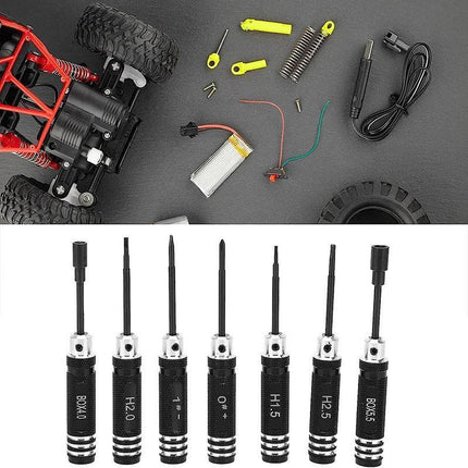 7 Pieces Screwdriver Set RC Tool Steel Kit for RC Model Car Helicopter Black - Aimall