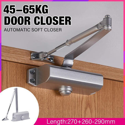 Hydraulic Door Closer Automatic Adjustable Spring Auto Closing 45-65kg Aluminum - Aimall
