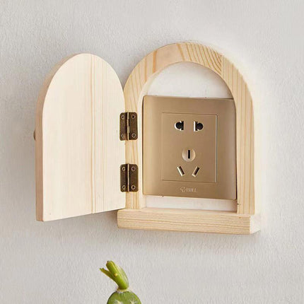 Solid Wood Wall Switch Protector Cover Socket Decorative Frame Masking Cover
