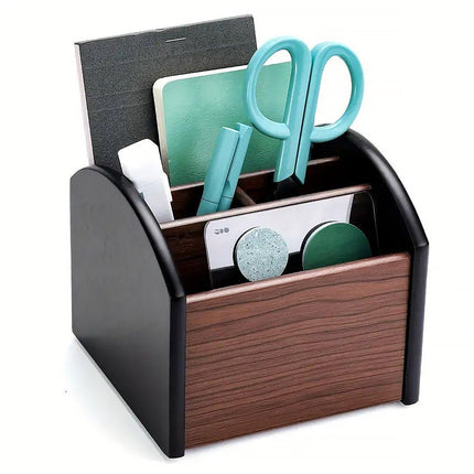 Rotatable Wooden Desktop Storage Box Organizer Creative Office Business Gift