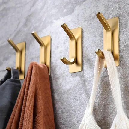 4pcs Stainless Steel Adhesive Hook Towel Hook Bathroom Kitchen Door Coat Hook