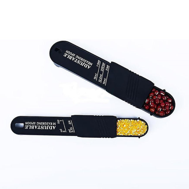 2PCS Adjustable ml Gram Plastic Measuring Spoon Scale Kitchen For Metering Spoon