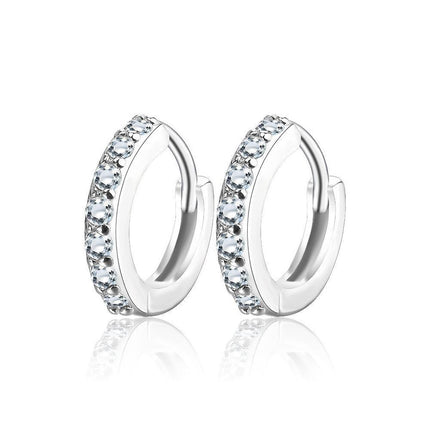1 Pair Woman Hoops Stud Earring Gem Stone Diamond Ear Ring Piercing Jewellery - Aimall