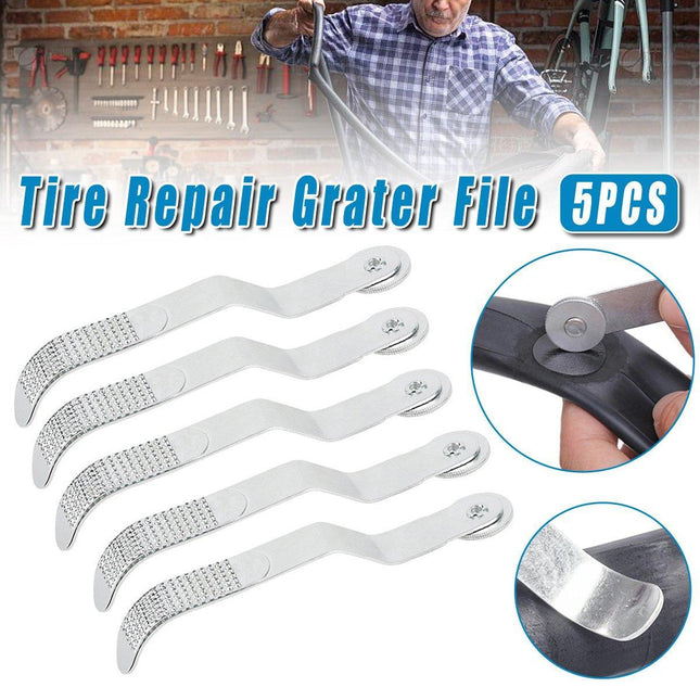 5pcs Bike Tire Repair Kit Inner Tube Patch Tool Set with File Knife Prying Tools