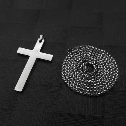 Gold-Plated Stainless Steel Men's Cross Fashion Pendant Necklace with Long Chain - Aimall