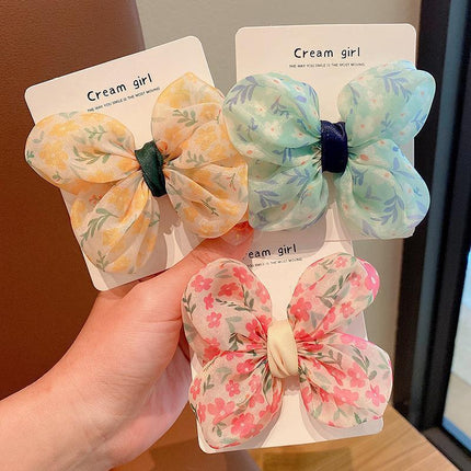 Cute Bow School Hairclips Mesh Yarn Hair Accessories Bow Girl Kids Party Gift - Aimall