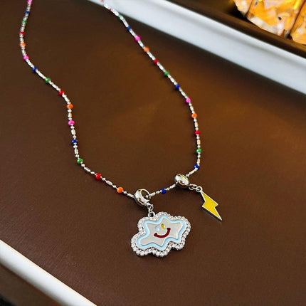 Colourful Smile Cloud Pendant Necklace Fashion Jewellery for Women Girls Gift