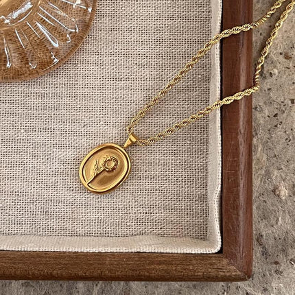 Titanium Steel Sunflower Square Charm Floral Necklace Gift For Woman Lady - Aimall