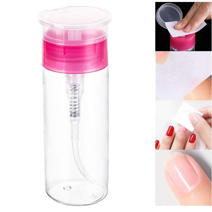 5PCS 100ml Nail Polish Remover Bottle Rose Red Transparent Press Pump Makeup