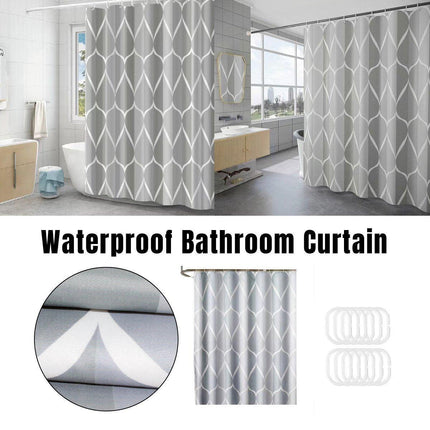 Waterproof Fabric Shower Curtain Simple Bathroom Curtain No Drill Bath Screen