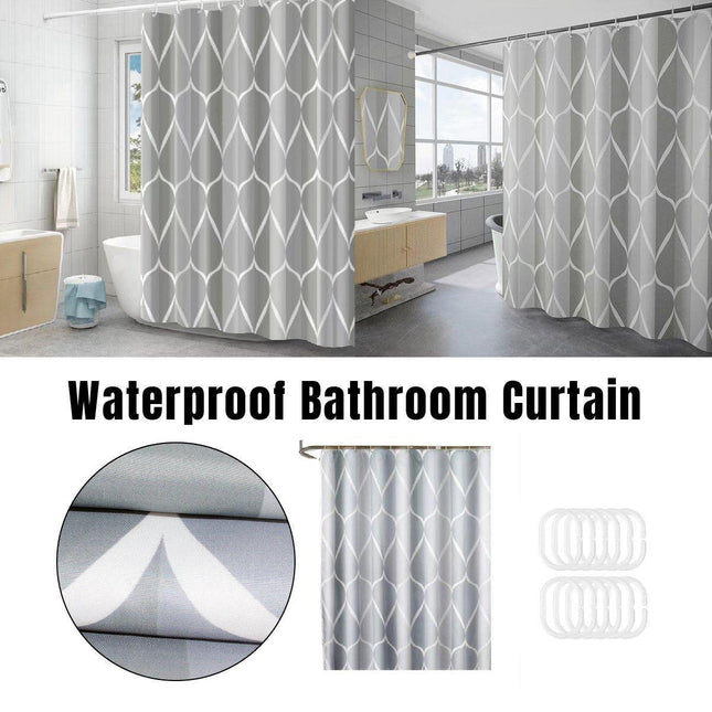 Waterproof Fabric Shower Curtain Simple Bathroom Curtain No Drill Bath Screen