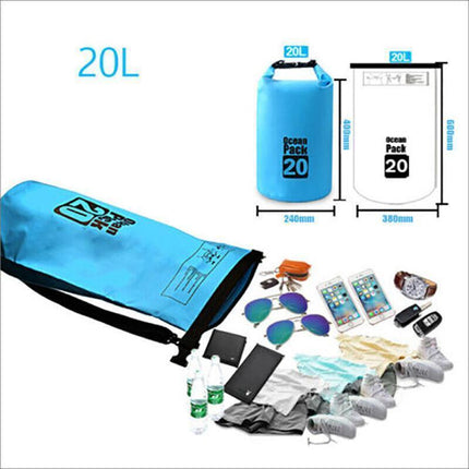 Black Waterproof Bag Dry Sack Fishing Camping Canoeing Outdoor 2/5/10/15/20/30 L - Aimall
