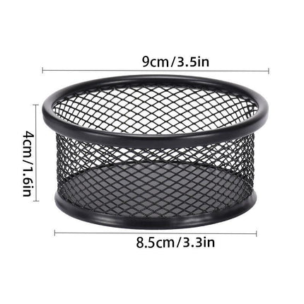4PCS Black Sliver Mesh Paper Clip Holder Storage Bucket Desk Accessories Office