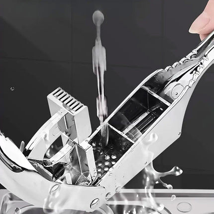 Multifunctional Garlic Press Aluminum Alloy Two-in-One Garlic Cutter Masher Tool