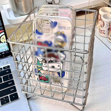 Large Wrought Iron Storage Basket Desktop Organizer Box for Dormitory Cosmetics