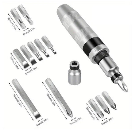 13PCS Manual Impact Driver Set 1/2 Inch Reversible Hand Screwdriver Bits Tool