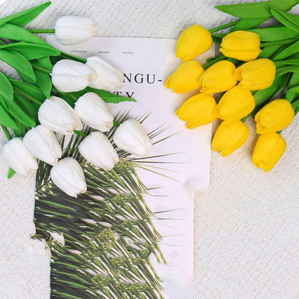 20PCS Real Touch Artificial Tulip Bouquet Fake Flowers for Home Wedding Decor