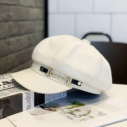 2pcs Vintage Beret Hat Autumn and Winter Versatile Fashionable Warm Headwear Set