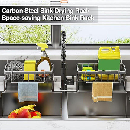 Kitchen Sink Caddy Storage Organizer Steel Sponge Soap Brush Holder Faucet Rack