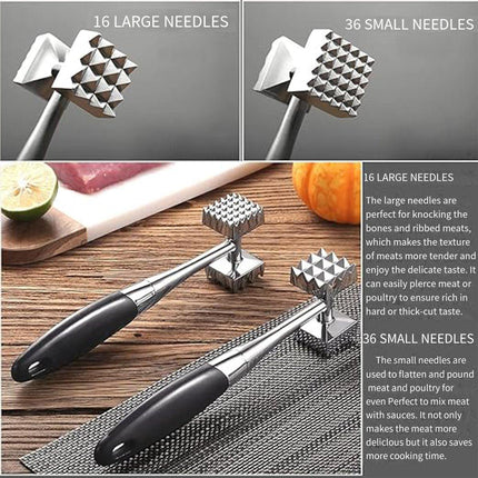 Stainless Steel Meat Tenderizer Hammer Kitchen Tool for Cooking and BBQ Use