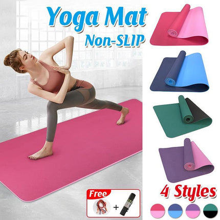 TPE Yoga Mat Eco Friendly Exercise Fitness Gym Pilates Non Slip Dual Layer Aimall