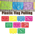 Carnival Party Decor Square Paper Cut Plastic Flower Flag Banner for Celebration