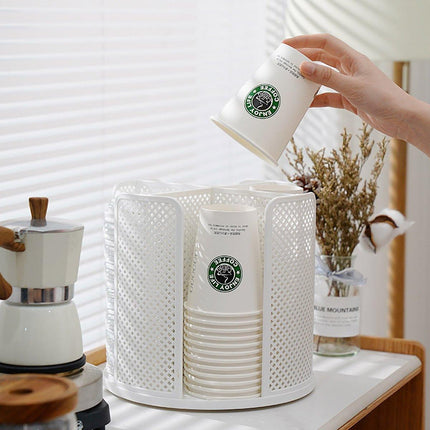 Paper Cup Holder Organizer Swivel Compartment Cup Picker Drink Storage Stand