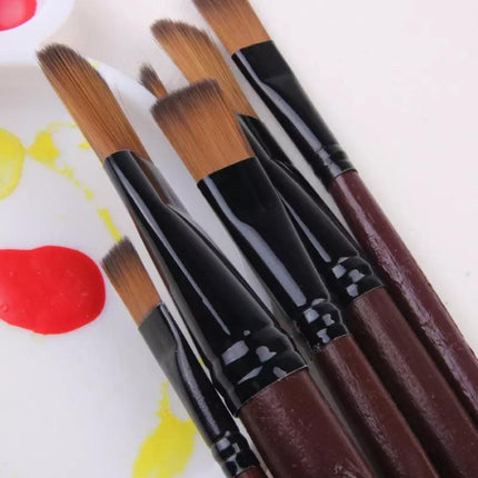 6X Art Painting Brushes Set Nylon Acrylic Oil Watercolor Artist Paint Brush Kit - Aimall