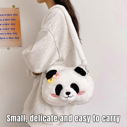 Kids Cartoon Panda Crossbody Bag Plush Ladies Shoulder Bag Cute Panda Design
