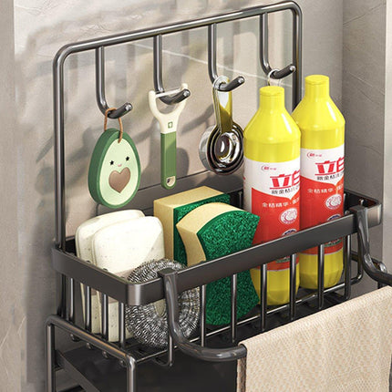 Wall Mounted Sponge Holder Non Perforated Kitchen Sink Organizer Draining Basket