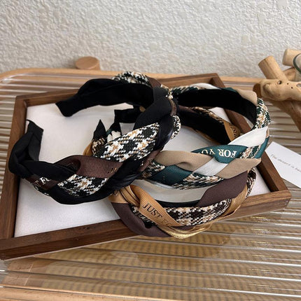 Women Retro Hair Hoop Fried Dough Twist Headband French College Style Hair Clip - Aimall