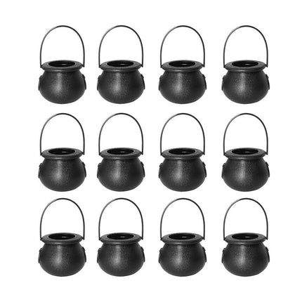 12PCS Halloween Witch Lantern Black Flame Candy Bucket Portable Props Decor
