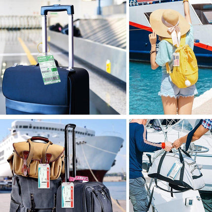 2/10PCS Cruise Ship Luggage Tags Holders Zip Pouch Keyring Steel Wire Cable