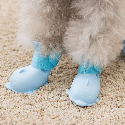 4pcs Cartoon Pet Rain Boots Waterproof Non-Slip Wear-Resistant Shoes for Dogs