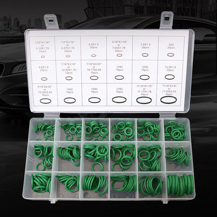 270pcs Automotive Air Conditioning Green Rubber Ring Seal Repair Box Set Seals