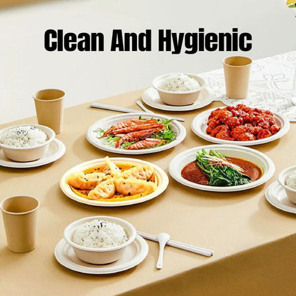 100X Biodegradable Catering Paper Bowls 220ml-450ml Disposable Ice Cream Dessert - Aimall