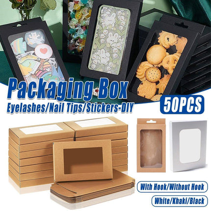 50pcs Rectangular Window Gift Paper Box Candy Biscuit Packaging Boxes