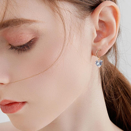 Elegant Crystal Heart Drop Earrings Zircon Rhinestone Wedding Gifts Women - Aimall