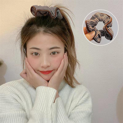 Women Large Scrunchies Plaid Hair Bands Elastic Hair Tie Rope Ring Ponytail Gift - Aimall
