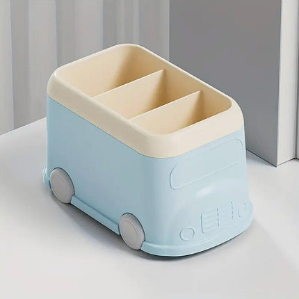 Cartoon Desktop Pen Holder Multi-Compartment Stationery Organizer Storage Box