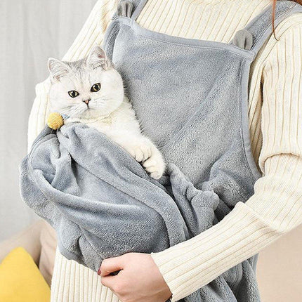 Non-stick Hair Cat Apron Kangaroo Style Pet Grooming Bib No-Hole Design