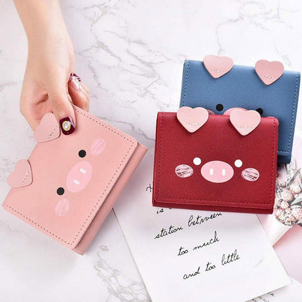 Womens Cute Cartoon Short Wallet Small Three Fold Multi Card Holder Wallet