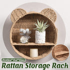 Rattan Storage Basket Wall Mounted Rack Round Plant Display Stand Organizer