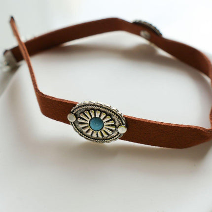 Brown Leather Rope Necklace Vintage Style Choker Women Elegant Fashion Jewelry