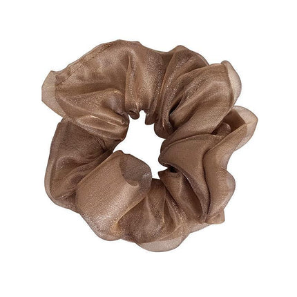 Double-Deck Solid Colour Organza Mesh Hair Scrunchies Ponytail Hairband Female - Aimall