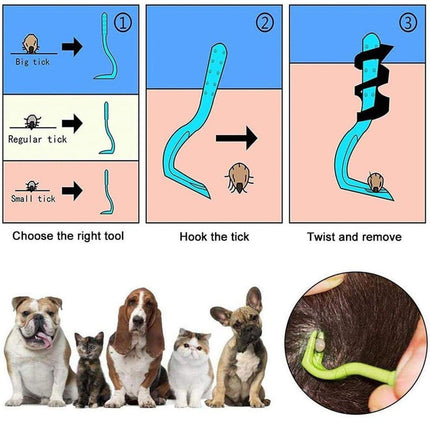 3PCS Tick Removal Tool Set Pet Dog Cat Flea Picker Twist Hook Scratching Remover - Aimall