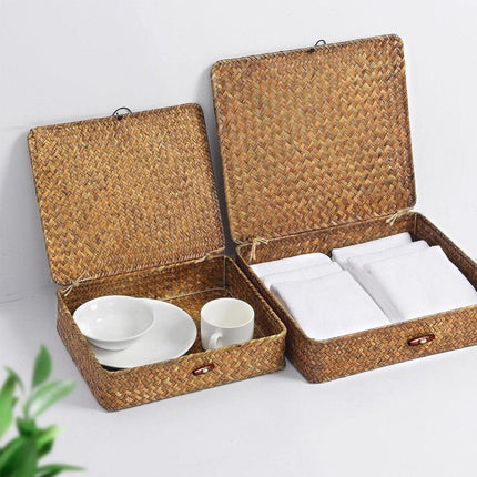 2pcs Storage Basket with Lid Durable Organising Box for Home and Office Use