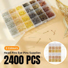 2400PCS Gold-Plated Silver-Plated Jewelry Making T-Pin Nine-Pin Set Accessories